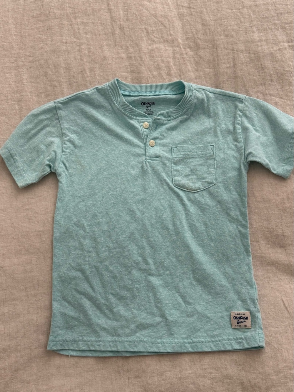 OshKosh B'gosh Light Aqua Henley Pocket Tee
